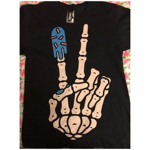 Johnny cupcakes black skeleton frosting shirt